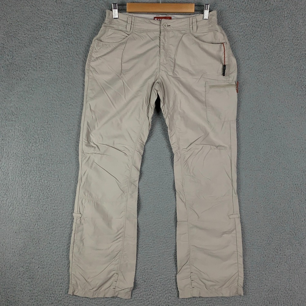 SIMMS Cargo Pants Men's Small S Beige Straight Lightweight Nylon Fishing Outdoor